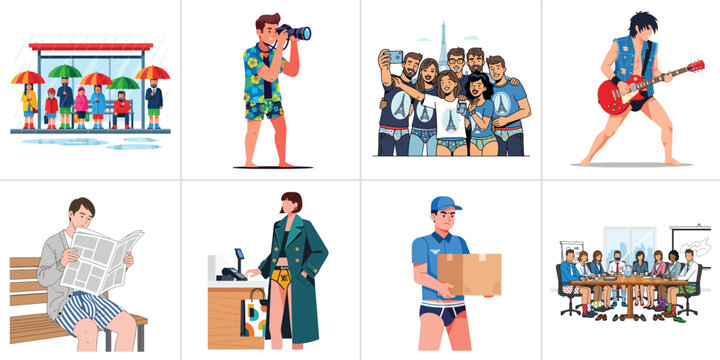 National No Pants Day Illustration - Funny and Quirky Vector Graphic for May Holiday