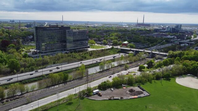 Aerial view of Don Valley Parkway in Toronto