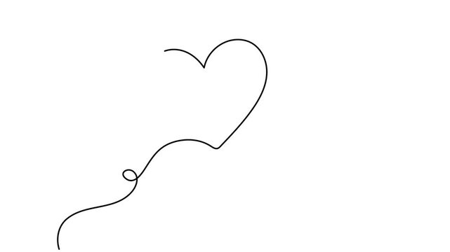 Heart Shape continuous drawing 4K Animation Video elegant seamless loop modern love symbol
