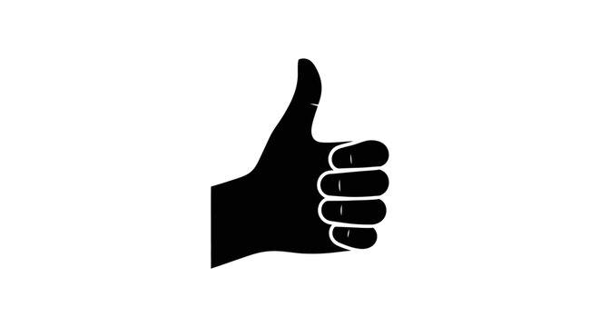 Black thumb up hand sign gesture.