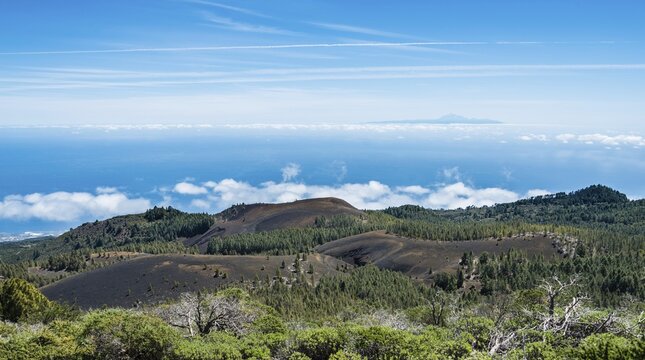 Volcanic landscape on the "Ruta de los Volcanes", Cumbre Vieja Natural Park, La Palma, Canary Islands, Spain