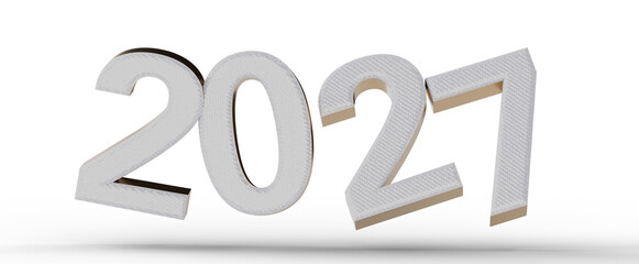 3D render of the numbers 2021 isolated against a white background. Perfect for new year greetings and celebrations, con © vegefox.com
