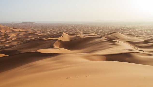 Sand dunes in the desert, dune landscape Erg Chebbi, Merzouga, Sahara, Morocco