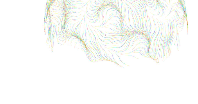 Artistic abstract illustration featuring vibrant colorful swirls and lines against a clea