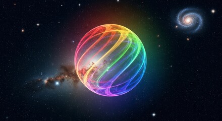 Fototapeta premium Vibrant Rainbow Colored Space Galaxy.
