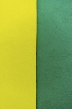 Yellow and green wall, colorful house wall, colorful facade, Burano Island, Venice, Veneto, Italy