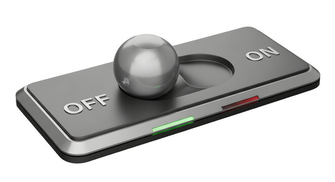 A metallic toggle switch positioned between on and off with illuminated indicator lights high quality professional