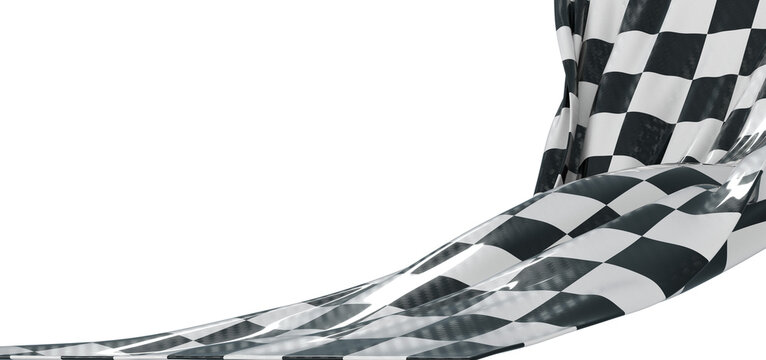 A close-up shot of a checkered racing flag waving in the wind. Representing victory and speed. Perfect for racing or ach