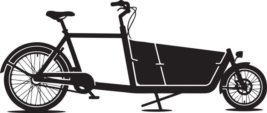 Cargo Bike, Bicycle Trailer, Black Vector Illustration, Urban Delivery Transport