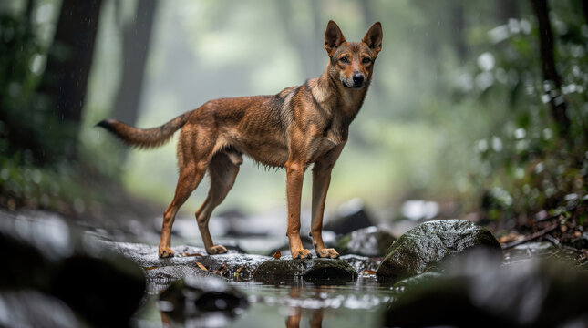 Taiwan Dog Low Angle Forest Wildlife Telephoto Shot Natural Frame Copy Space