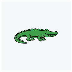 Fototapeta premium Simple green crocodile or alligator silhouette illustration