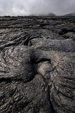 Petrified lava, volcanic rock in bizarre shapes, lava field, volcanic eruption, active table volcano Fagradalsfjall, Kr&yacute;suv&iacute;k volcanic system, Reykjanes Peninsula, Iceland