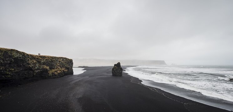 Black sandy beach, bad weather, Reynisfjara Beach, South Iceland, Iceland