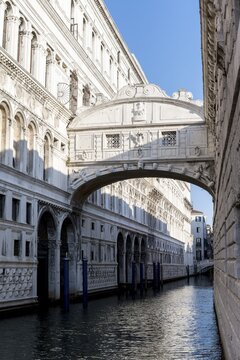 Doge's Palace and Bridge of Sighs, Canal, Venice, Veneto, Italy