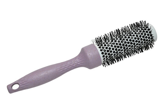 Thermal hair styling brush isolated on PNG background.