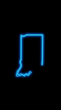 Mobile Vertical Resolution, 2160x3840 Pixels, Indiana State (USA) Map Neon Lights, Indiana State Neon Lights Map Opener Suitable for Elections, July 4th and Memorial Day