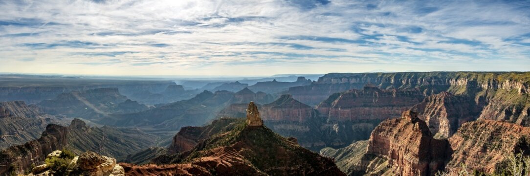 View from Point Imperial to Mount Hayden in canyon landscape, Grand Canyon National Park, North Rim, Arizona, USA
