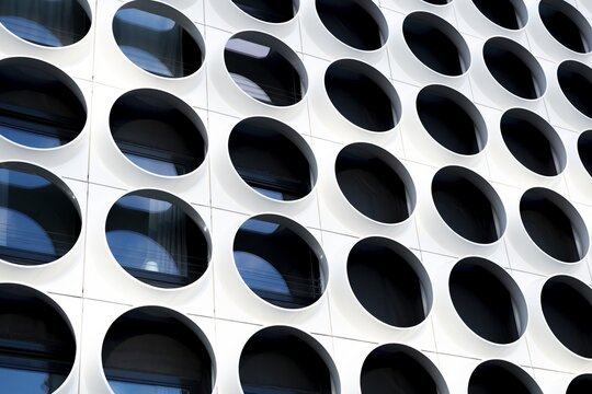 Modern facade with lace pattern, student residence, Ravel Residence, Amsterdam, North Holland, Netherlands