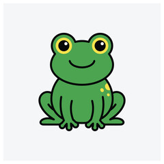 Fototapeta premium Simple drawing of a cute green frog sitting down