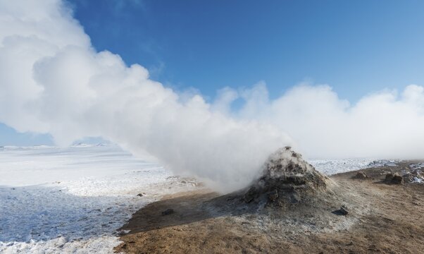 Steaming fumarole, solfatara in Hverar&ouml;nd, also Hverir or Namaskard, geothermal area, North Iceland, Iceland