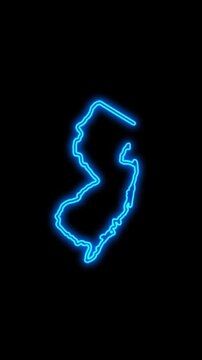 Mobile Vertical Resolution, 2160x3840 Pixels, New Jersey State (USA) Map Neon Lights, New Jersey  State Neon Lights Map Opener Suitable for Elections, July 4th and Memorial Day