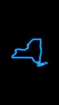Mobile Vertical Resolution, 2160x3840 Pixels, New York State (USA) Map Neon Lights, New York State Neon Lights Map Opener Suitable for Elections, July 4th and Memorial Day
