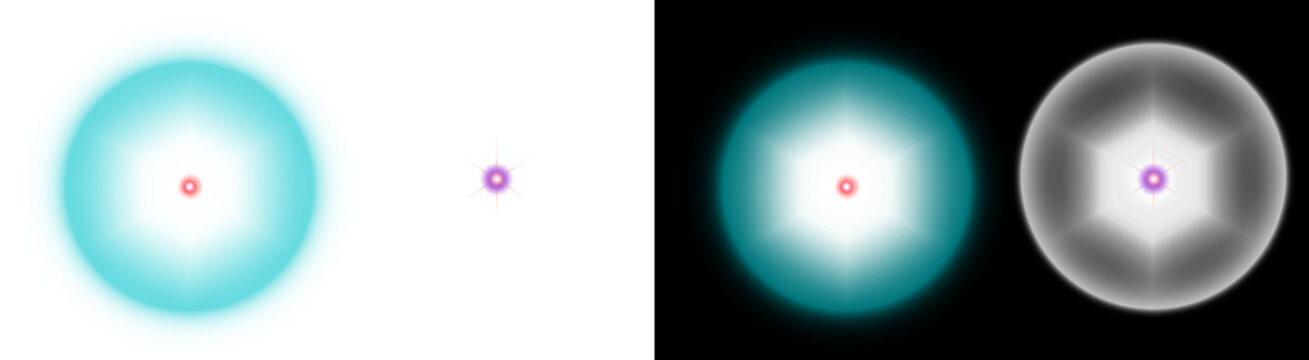 PNG image of&nbsp;Glowing abstract light orbs with central star bursts and soft aura effects on transparent background