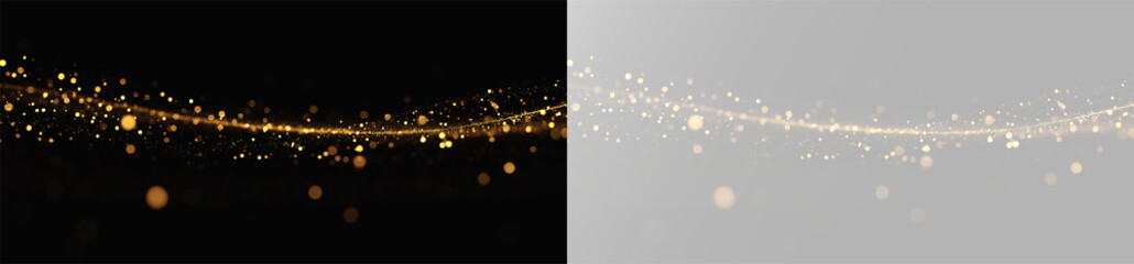 Shimmering golden star trail with elegant curved dust and radiant magic particles © Alehandro