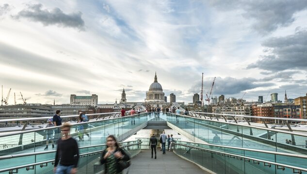 Millenium Bridge and St. Paul's Cathedral, London, England, United Kingdom