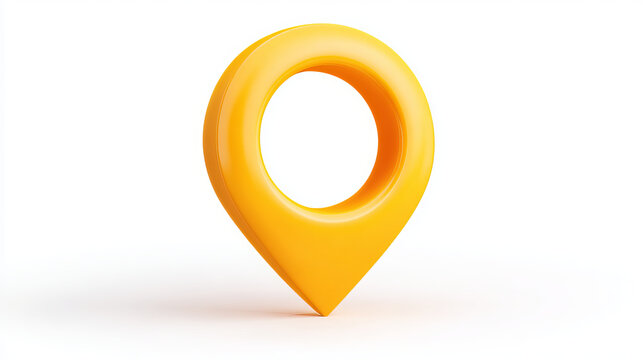 3D Gold or yellow mark location point. Locate pin gps map. Navigation marker. Travel and tourism. Web element. Cartoon creative design icon isolated on white background. 3D Rendering
