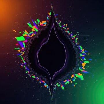 Conceptual image showing a void, a dark tear in a digital background, representing a temporal discontinuity and distorted passage, space, disappearing, conceptual