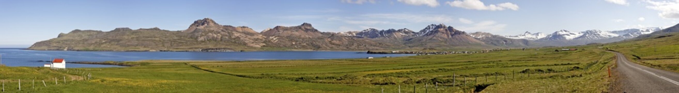 View of Borgarfjoer&eth;ur fjord, Bakkager&eth;i, Iceland, Atlantic Ocean