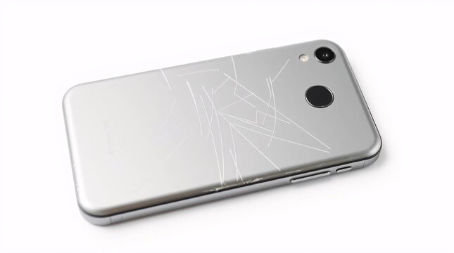 damaged smartphone with cracked screen