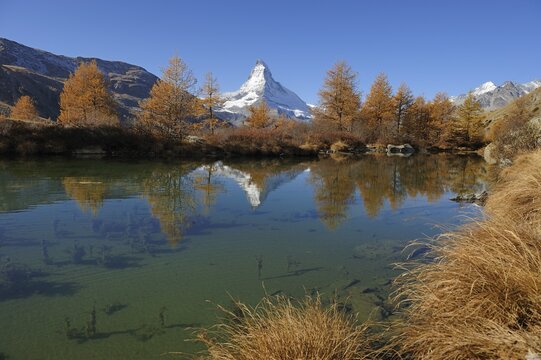 Grindjisee with view to the Matterhorn, Zermatt, Wallis, Switzerland, Europe