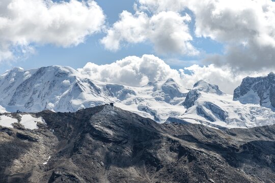 Snow-covered mountain peaks, Zermatt, Canton Valais, Switzerland