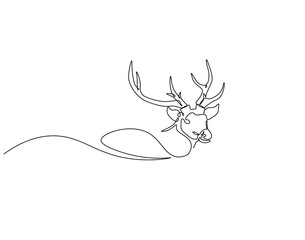 Fototapeta premium Continuous one line drawing of deer head. One line drawing illustration of deer head. Elegant animal concept single line. Editable outline