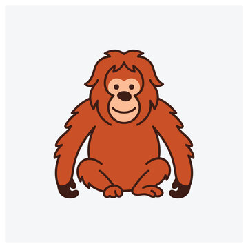 Cute orange monkey animal illustration