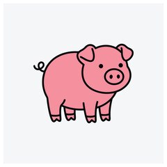Fototapeta premium Minimalist cartoon pig silhouette drawing