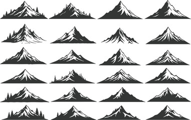 Obraz premium Collection of various mountain silhouettes in different shapes and sizes