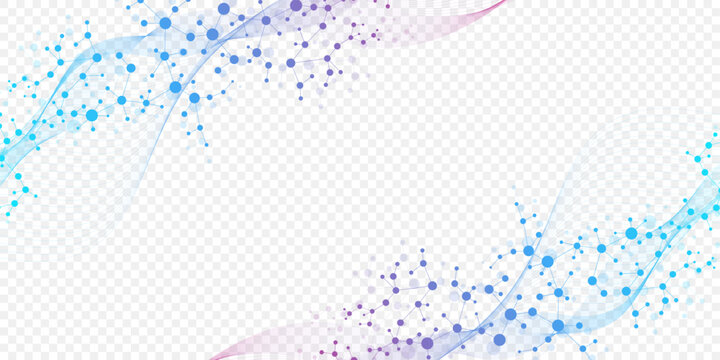 Molecular structure and genetic engineering, atom, neural network, neurons, DNA molecule. Scientific research concept for healthcare, medical, technology, chemistry, science template presentation