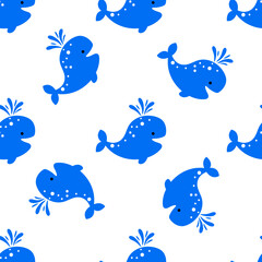 Fototapeta premium Playful blue whales celebrate ocean day with a splash isolated on a transparent background