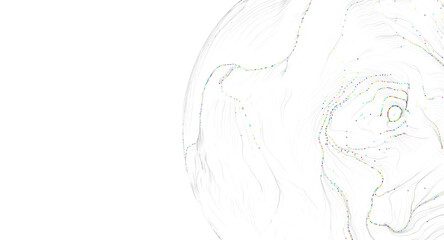 Abstract artwork featuring a digital sphere with flowing lines and dots. Ideal for techno © vegefox.com