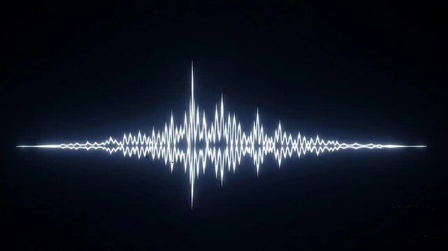 Glowing white sound wave on black.