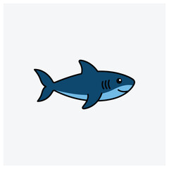 Obraz premium Minimalist side view silhouette illustration of a shark, suitable for marine or ocean themed designs.