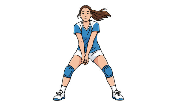 Female Volleyball Player Performing Forearm Pass Illustration