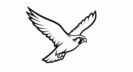 Obraz premium Silhouette of a falcon in mid-flight with wings spread open