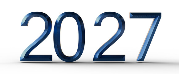 Bold, blue metallic numbers against a clean white background. Perfect for new year greetings, future-themed projects, a © vegefox.com
