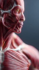 Naklejka premium Slow motion human muscular system, detailed muscle anatomy, realistic medical visualization