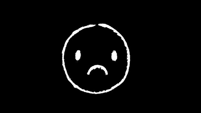 Melancholy Emblem: A simple yet poignant illustration of a downturned mouth, conveying feelings of sadness and sorrow against a stark black backdrop.