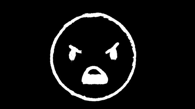 Anger expression: A stark black and white depiction of raw emotion, capturing the essence of fury in a simple, yet potent, illustration.